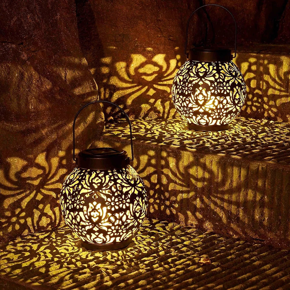 Lanterne à Projection Décorative - Lampe de Jardin Solaire Rétro